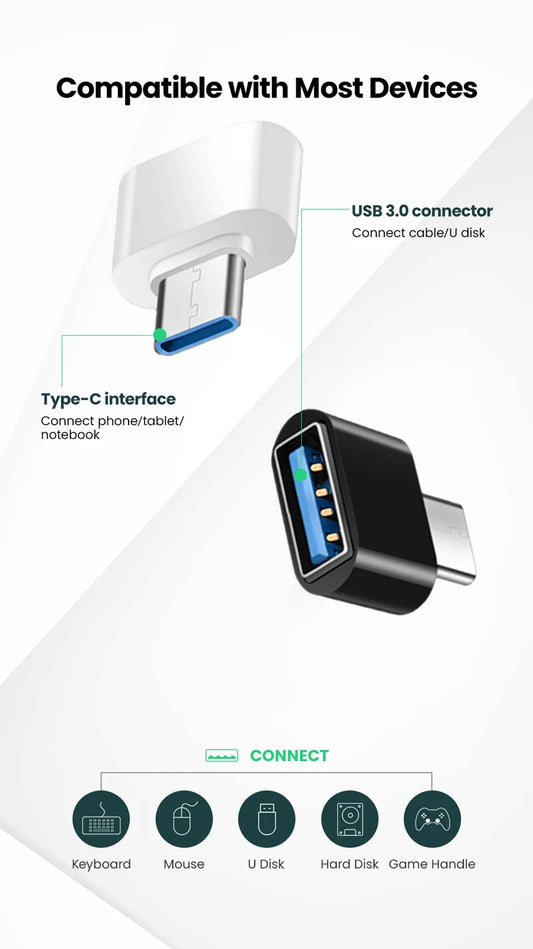 Type C to USB Adapter | FAST 3.0 DATA TRANSFER. (2 pcs)